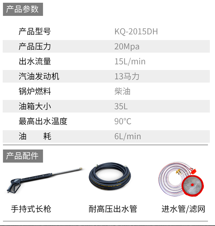 KQ-2015DH汽油動力熱水清洗機